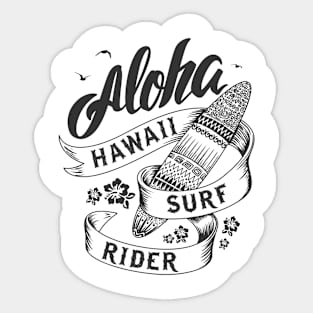 Aloha Hawaii Surf Rider - Black Text Sticker